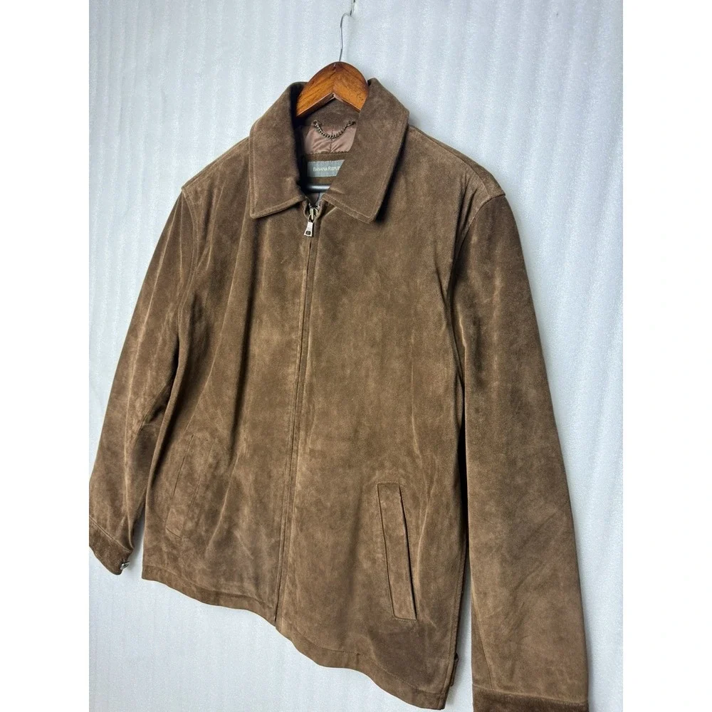 Vintage Banana Republic Suede Leather Jacket Men's M  Full Zip Adjustable Waist
